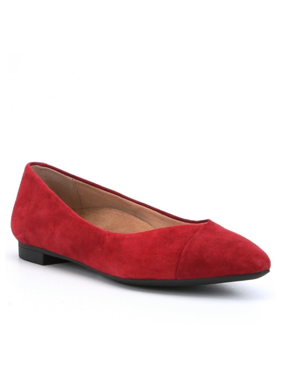 Vionic Caballo Suede Point Toe Flat Red 6